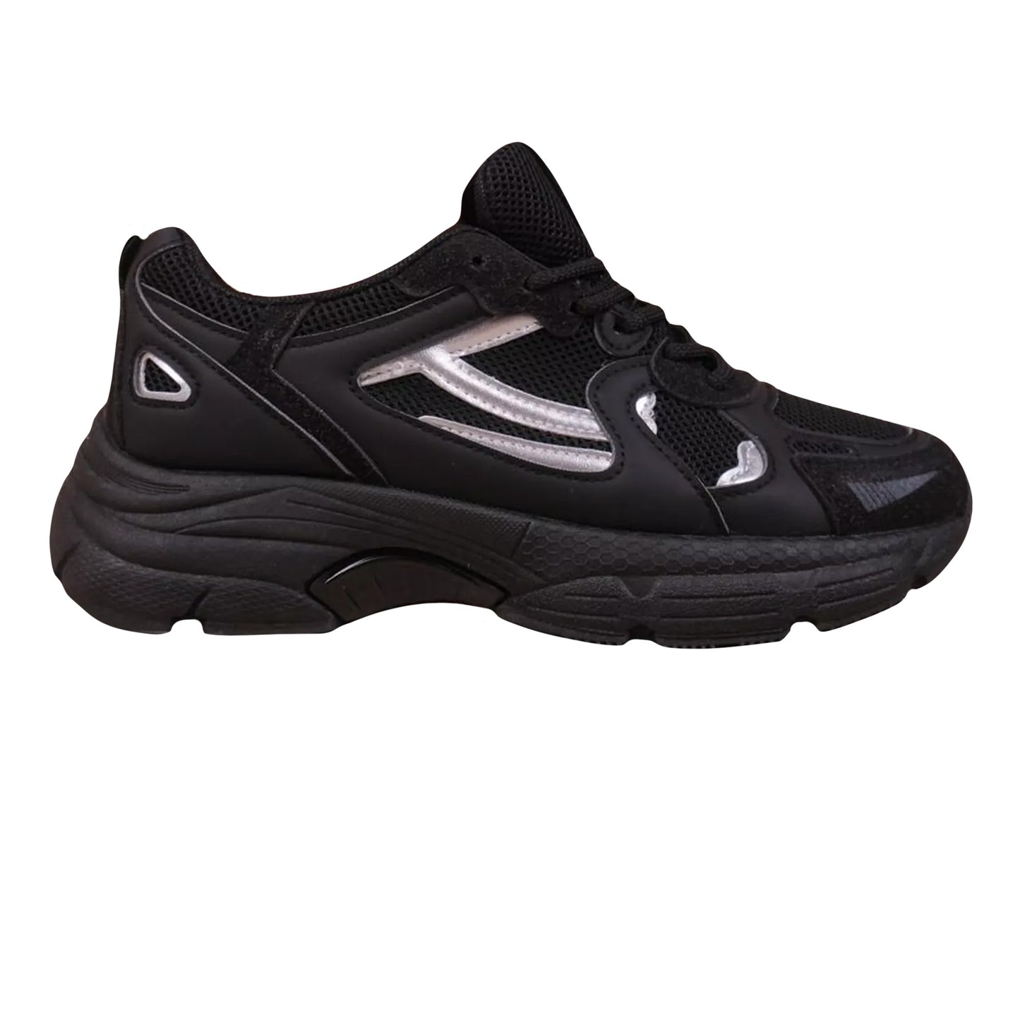 Black - Front - Where´s That From Womens-Ladies Flex Mesh Lace Up Trainers