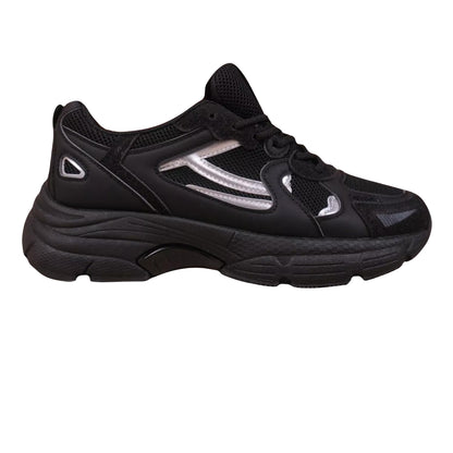 Black - Front - Where´s That From Womens-Ladies Flex Mesh Lace Up Trainers