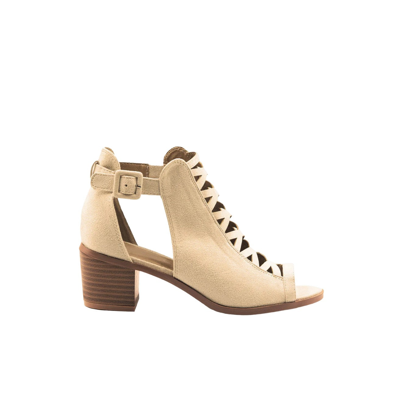 Light Cream - Back - Where´s That From Womens-Ladies Reydah Criss-Cross Faux Suede Block Heel Sandals