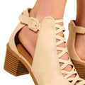 Light Cream - Pack Shot - Where´s That From Womens-Ladies Reydah Criss-Cross Faux Suede Block Heel Sandals