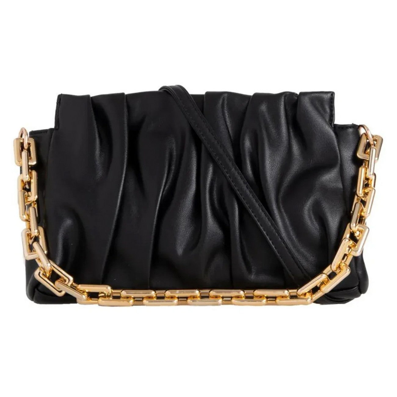 Black - Front - Where´s That From Cloud Ruched Chain Strap Handbag