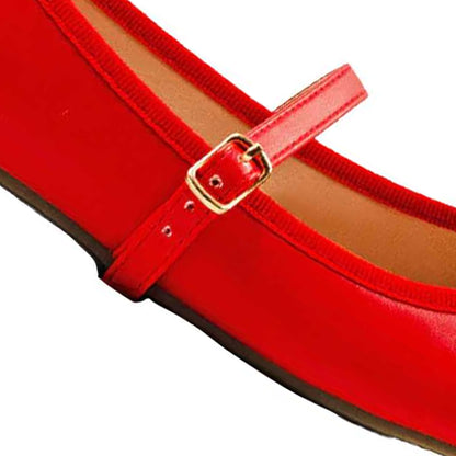 Red - Pack Shot - Where´s That From Womens-Ladies Josie Faux Leather Straps Ballerina Flats