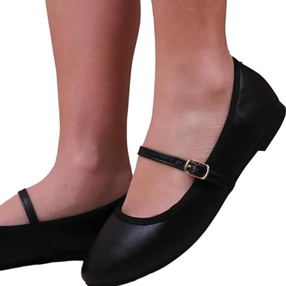 Black - Lifestyle - Where´s That From Womens-Ladies Josie Faux Leather Straps Ballerina Flats