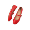 Red - Back - Where´s That From Womens-Ladies Josie Faux Leather Straps Ballerina Flats