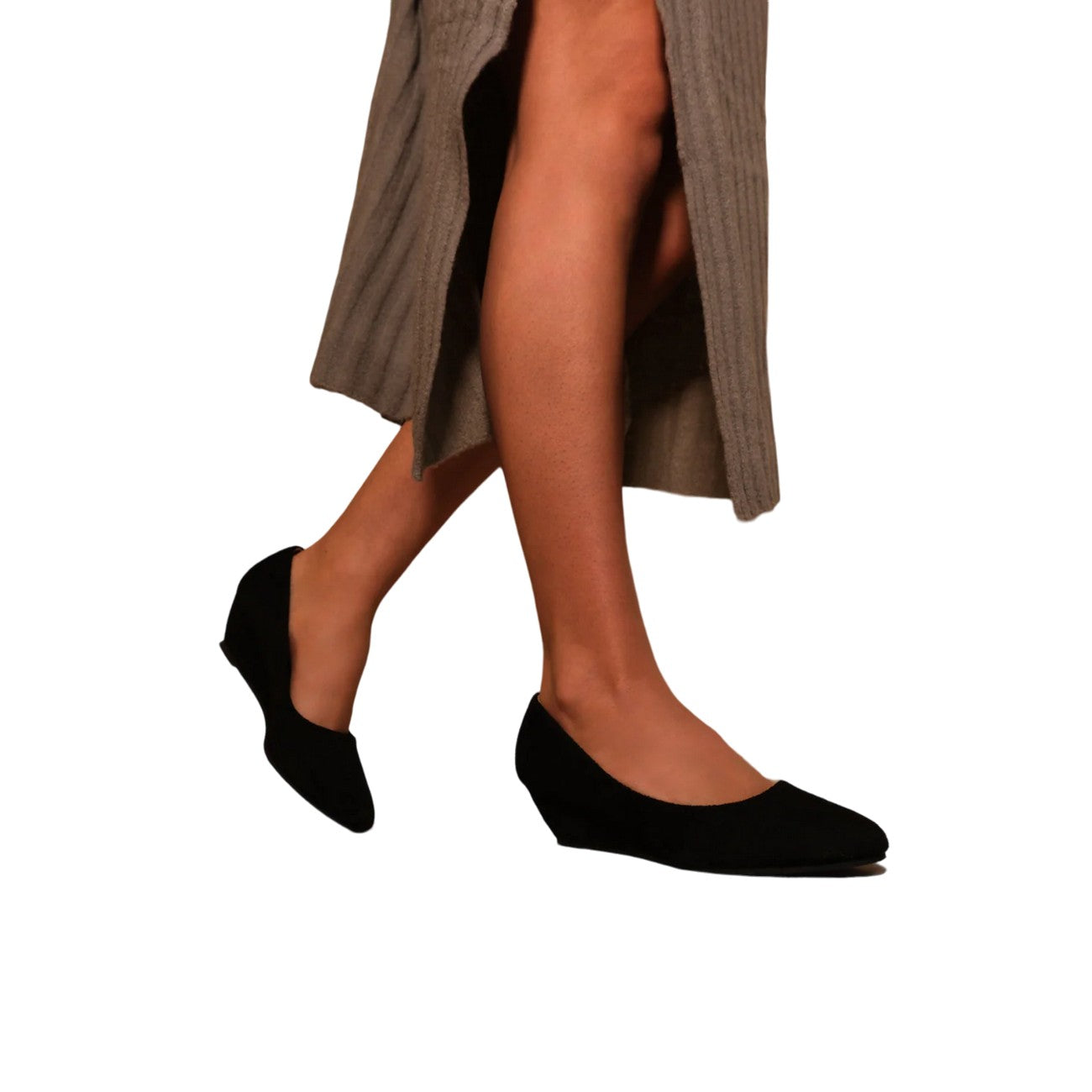 Black - Back - Where´s That From Womens-Ladies Kieran Suede Platform Low Wedge Court Shoes