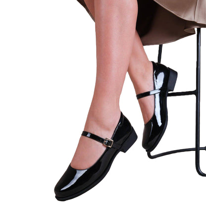 Black - Side - Where´s That From Womens-Ladies Kingston Buckle Detail Low Heel Loafers