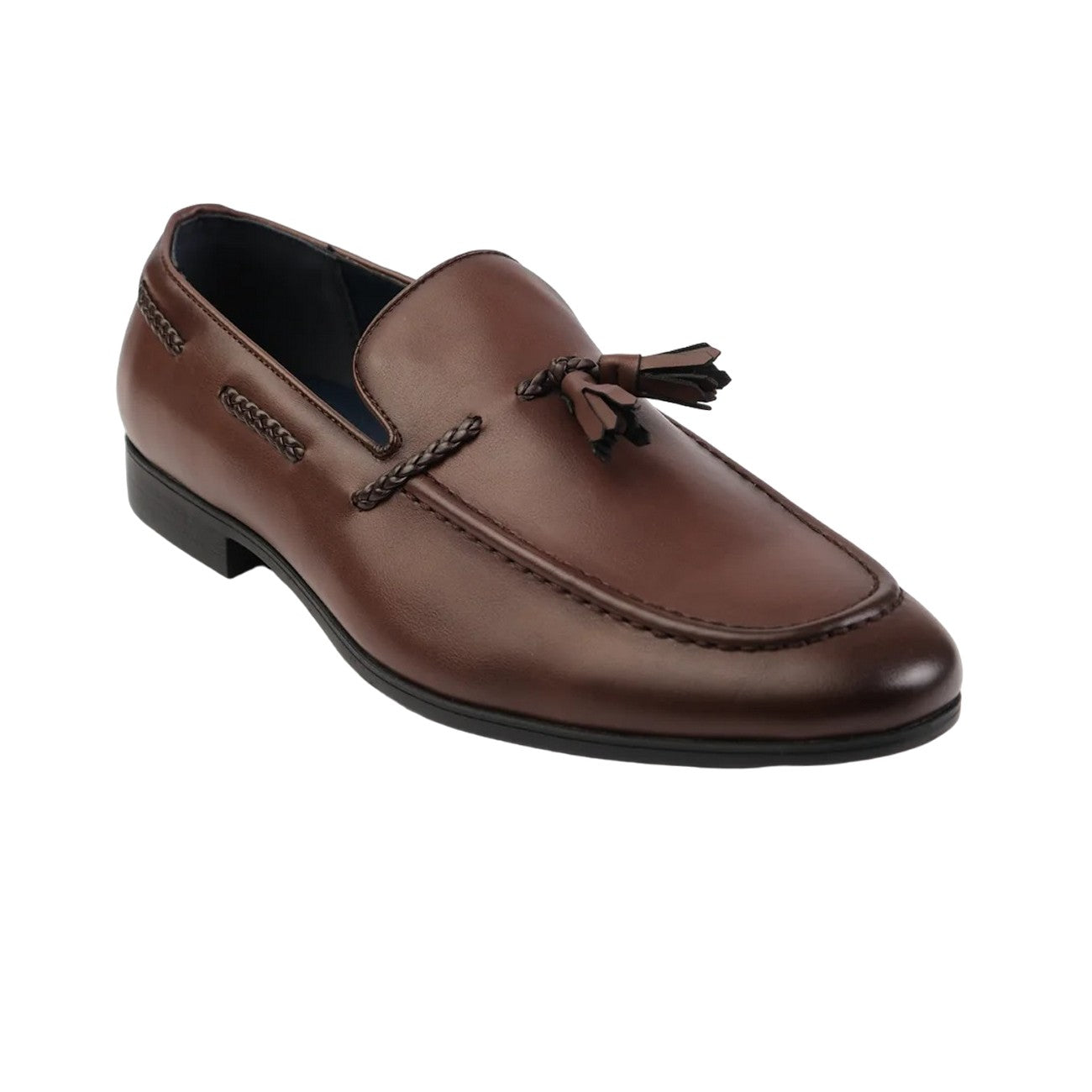 Brown - Front - Where´s That From Mens Bradley Braided Slip-on Loafers