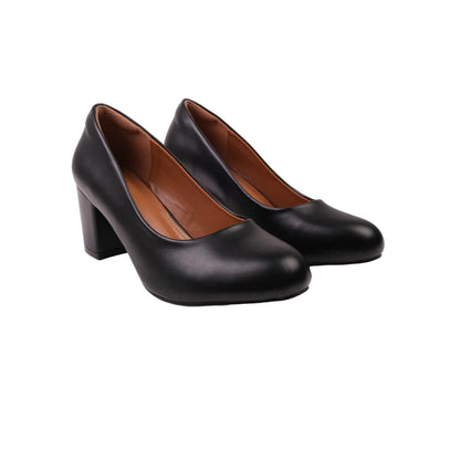 Black - Front - Where´s That From Womens-Ladies Melrose Wide Medium Block Heel Court Shoes