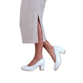 White - Side - Where´s That From Womens-Ladies Melrose Faux Leather Medium Block Court Shoes