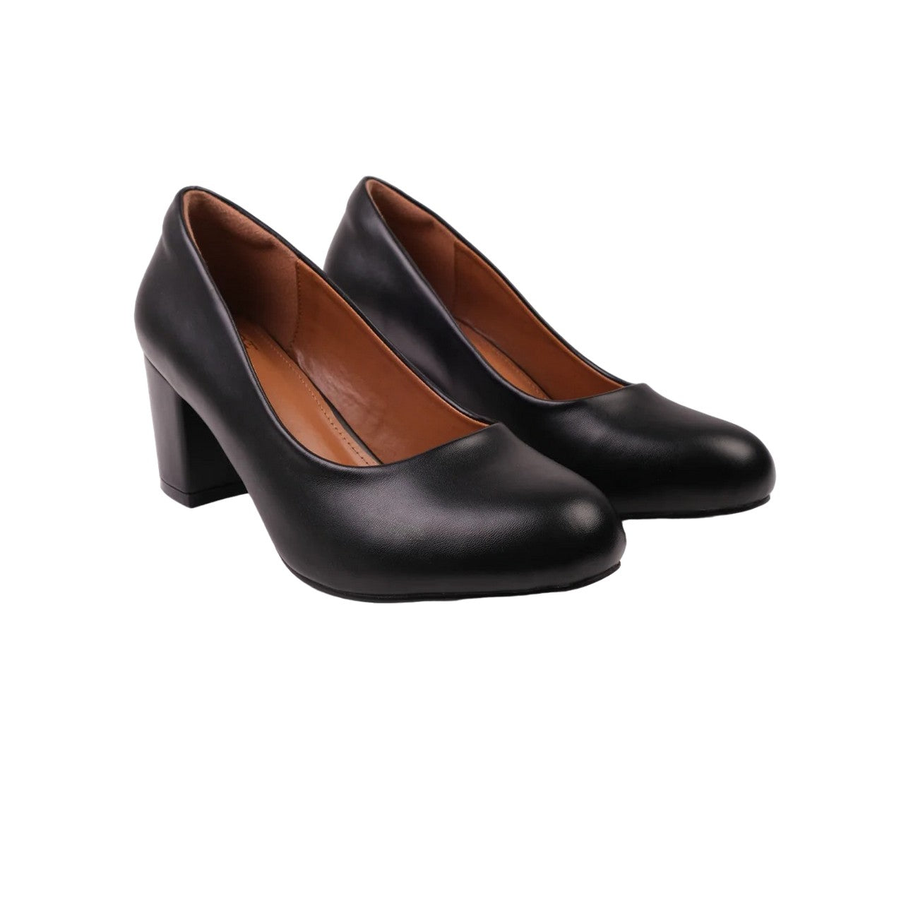 Black - Front - Where´s That From Womens-Ladies Melrose Faux Leather Medium Block Court Shoes