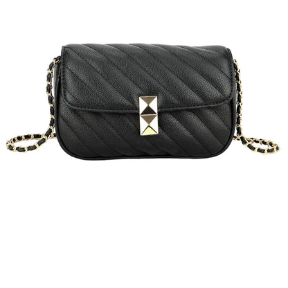 Black - Front - Where´s That From Wave Chain Detail Stitch Detail Shoulder Bag