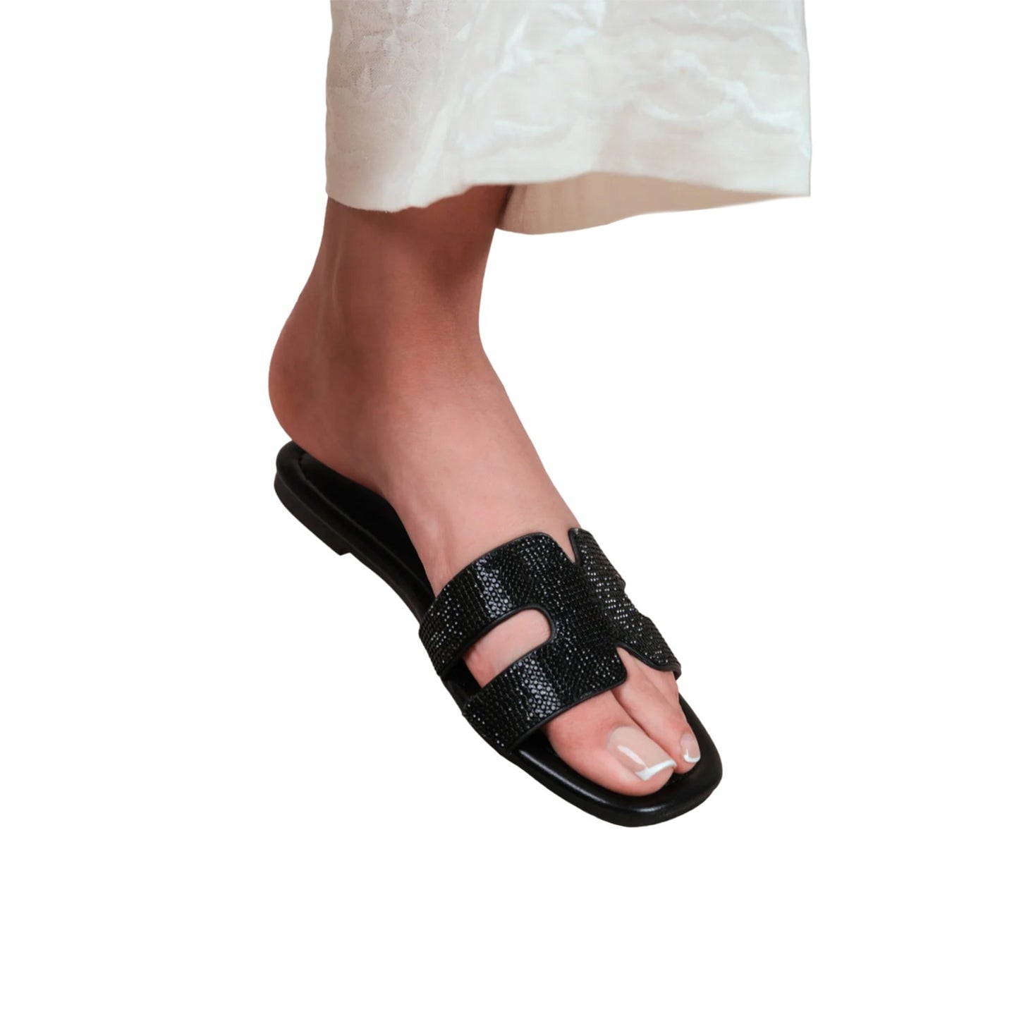 Black - Front - Where´s That From Womens-Ladies Mircle Diamante Sliders