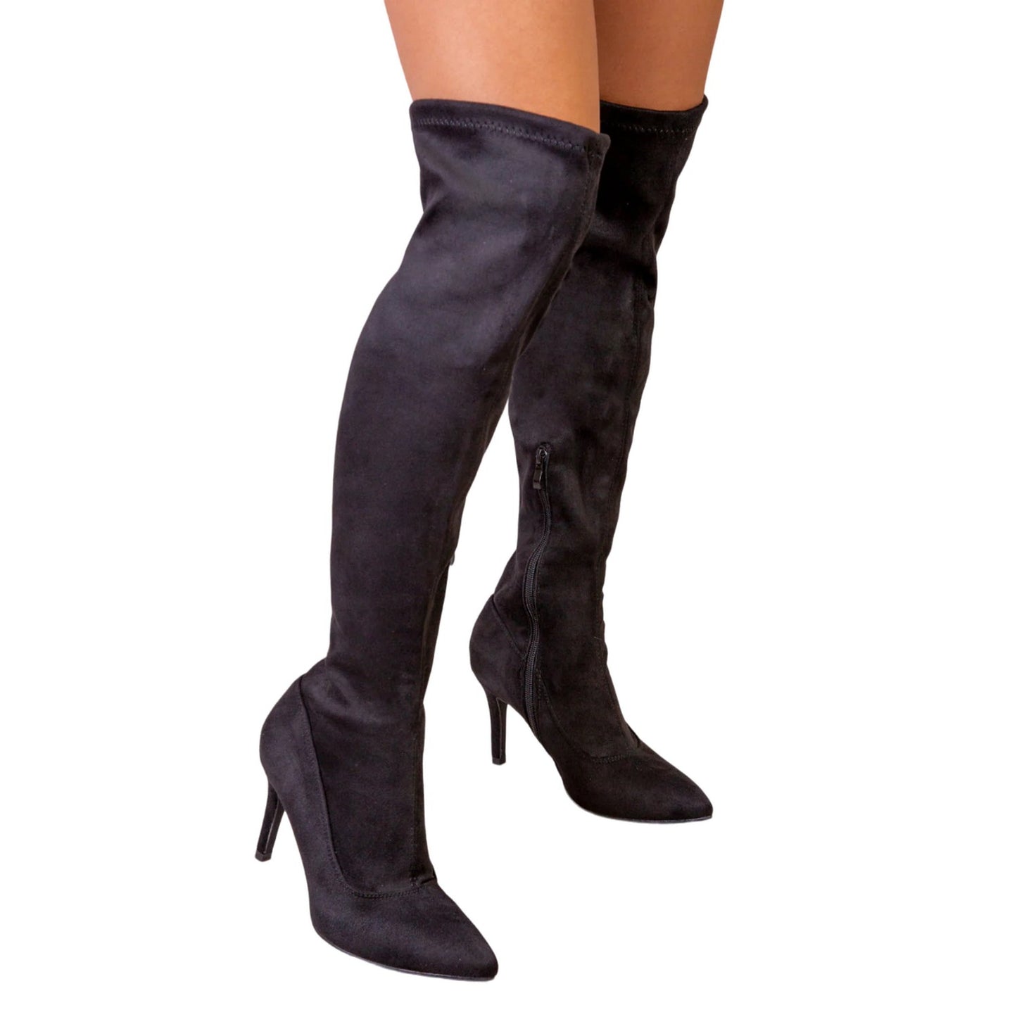 Black - Back - Where´s That From Womens-Ladies Lexi Suede Stiletto Heel Knee-High Boots