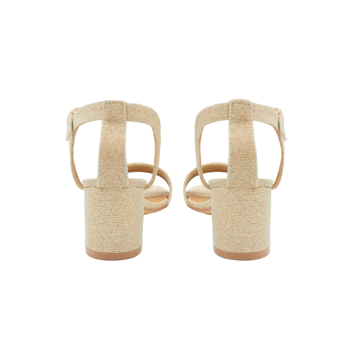 Gold - Back - Where´s That From Womens-Ladies Adrianna Strappy Wide Mid High Block Sandals