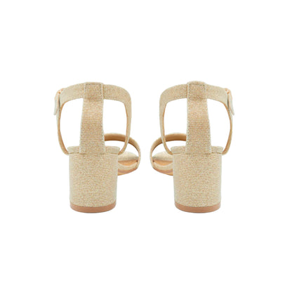 Gold - Back - Where´s That From Womens-Ladies Adrianna Strappy Wide Mid High Block Sandals