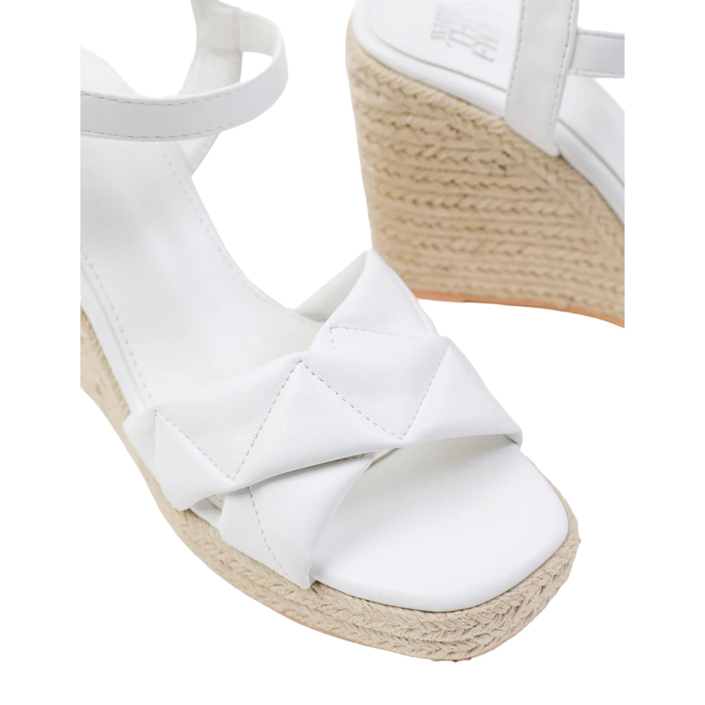 White - Side - Where´s That From Womens-Ladies Lima Padded Crossover Strap Wide Espadrilles
