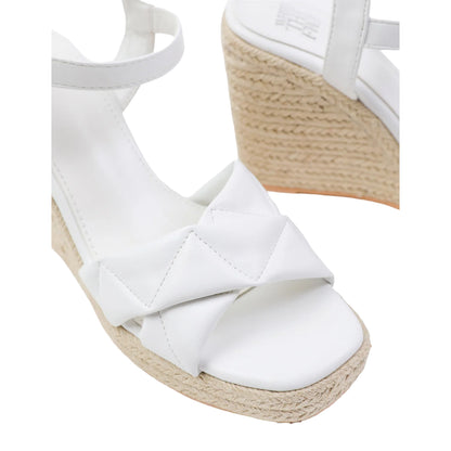 White - Side - Where´s That From Womens-Ladies Lima Padded Crossover Strap Wide Espadrilles