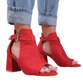Red - Front - Where´s That From Womens-Ladies Lisa Suede Open Toe Wide Block Heel Sandals
