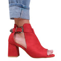 Red - Back - Where´s That From Womens-Ladies Lisa Suede Open Toe Wide Block Heel Sandals