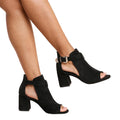 Black - Pack Shot - Where´s That From Womens-Ladies Lisa Suede Open Toe Wide Block Heel Sandals