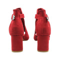 Red - Back - Where´s That From Womens-Ladies Lisa Suede Open Toe Wide Block Heel Sandals