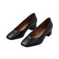 Black - Front - Where´s That From Womens-Ladies Seattle PU Square Toe Wide Low Block Heel Court Shoes