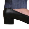 Black - Back - Where´s That From Womens-Ladies Seattle PU Square Toe Wide Low Block Heel Court Shoes