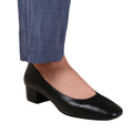 Black - Front - Where´s That From Womens-Ladies Seattle PU Square Toe Wide Low Block Heel Court Shoes