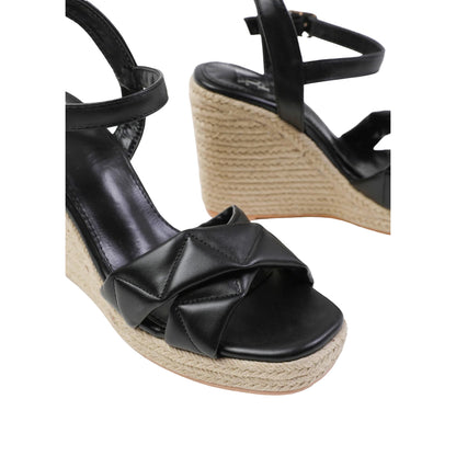 Black - Side - Where´s That From Womens-Ladies Lima PU Crossover Strap Padded Espadrilles