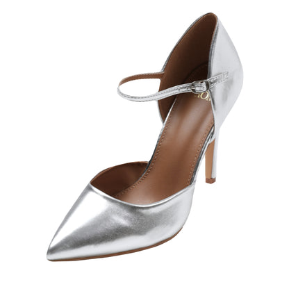 Silver - Front - Where´s That From Womens-Ladies Reflex Pointed Wide High Heels