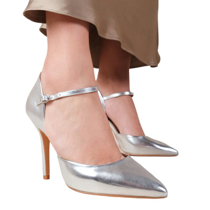 Silver - Back - Where´s That From Womens-Ladies Reflex Pointed Wide High Heels
