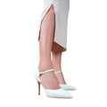 White - Front - Where's That From Womens-Ladies Reflex Patent Leather Pointed Mid Heel Sandals