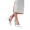 White - Back - Where's That From Womens-Ladies Reflex Patent Leather Pointed Mid Heel Sandals