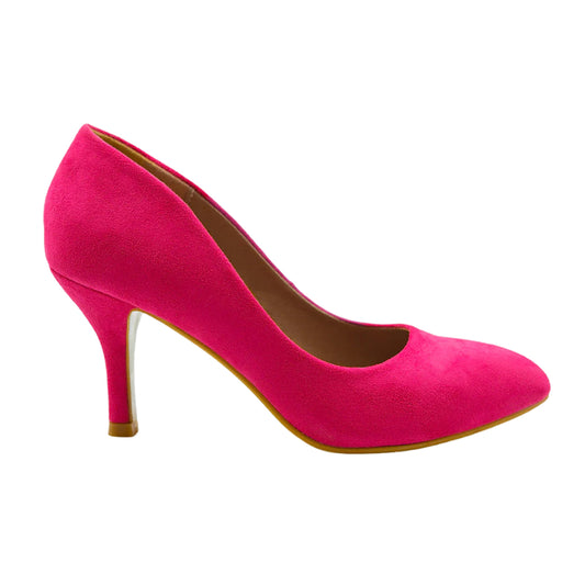 Fuchsia - Front - Where´s That From Womens-Ladies Suede Pointed Mid High Heel Court Pumps