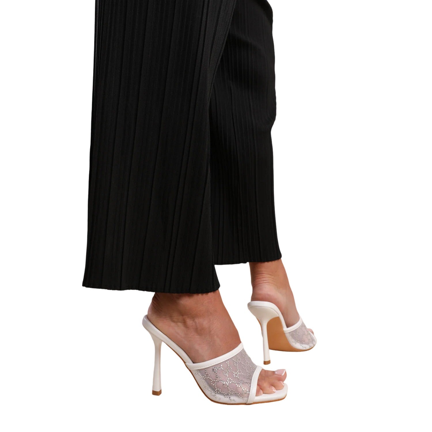 White - Back - Where´s That From Womens-Ladies Lisbon Diamante Mesh Peep Toe Mules