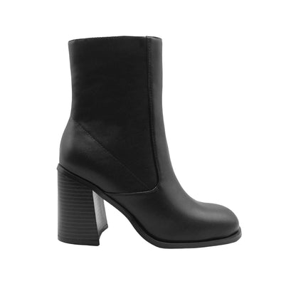 Black - Front - Where´s That From Womens-Ladies Keisha PU Side Zip Block Heel Mid Calf Boots