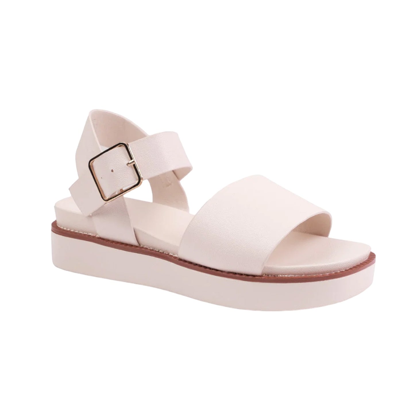 Cream - Front - Where´s That From Womens-Ladies Phoenix PU Buckle Detail Extra Wide Platform Sandals