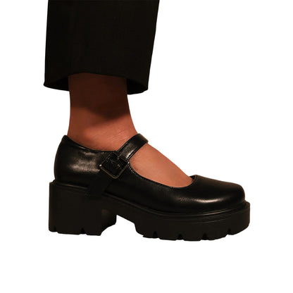 Black - Back - Where´s That From Womens-Ladies Rylee Retro Platform Block Heel Mary Janes