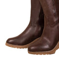 Brown - Pack Shot - Where´s That From Womens-Ladies Lara Faux Leather Side Zip Wedge Mid Calf Boots