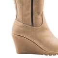 Khaki - Side - Where´s That From Womens-Ladies Lara Faux Leather Side Zip Wedge Mid Calf Boots