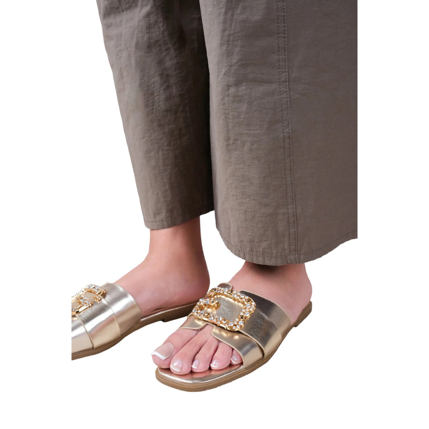 Gold - Front - Where´s That From Womens-Ladies Galaxy Diamante Cut Out Strap Sandals
