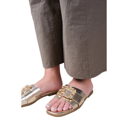 Gold - Front - Where´s That From Womens-Ladies Galaxy Diamante Cut Out Strap Sandals