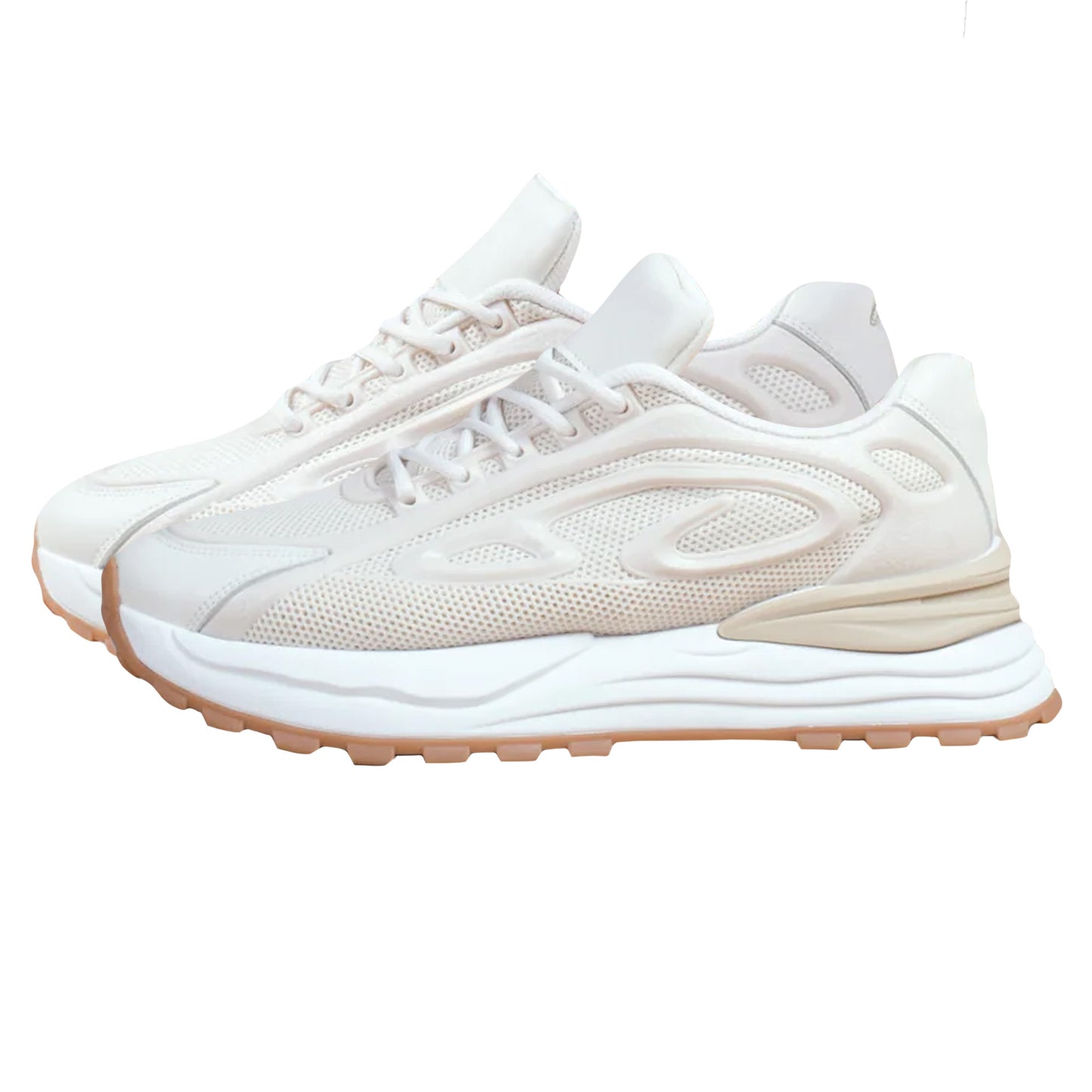 Beige - Back - Where´s That From Womens-Ladies Mars Lines Chunky Lace Up Trainers