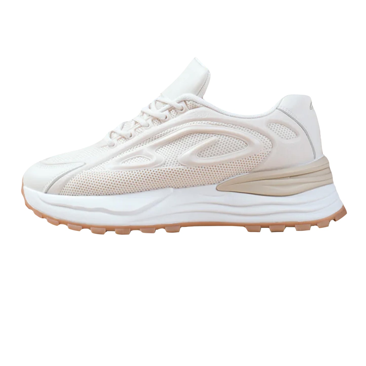 Beige - Side - Where´s That From Womens-Ladies Mars Lines Chunky Lace Up Trainers