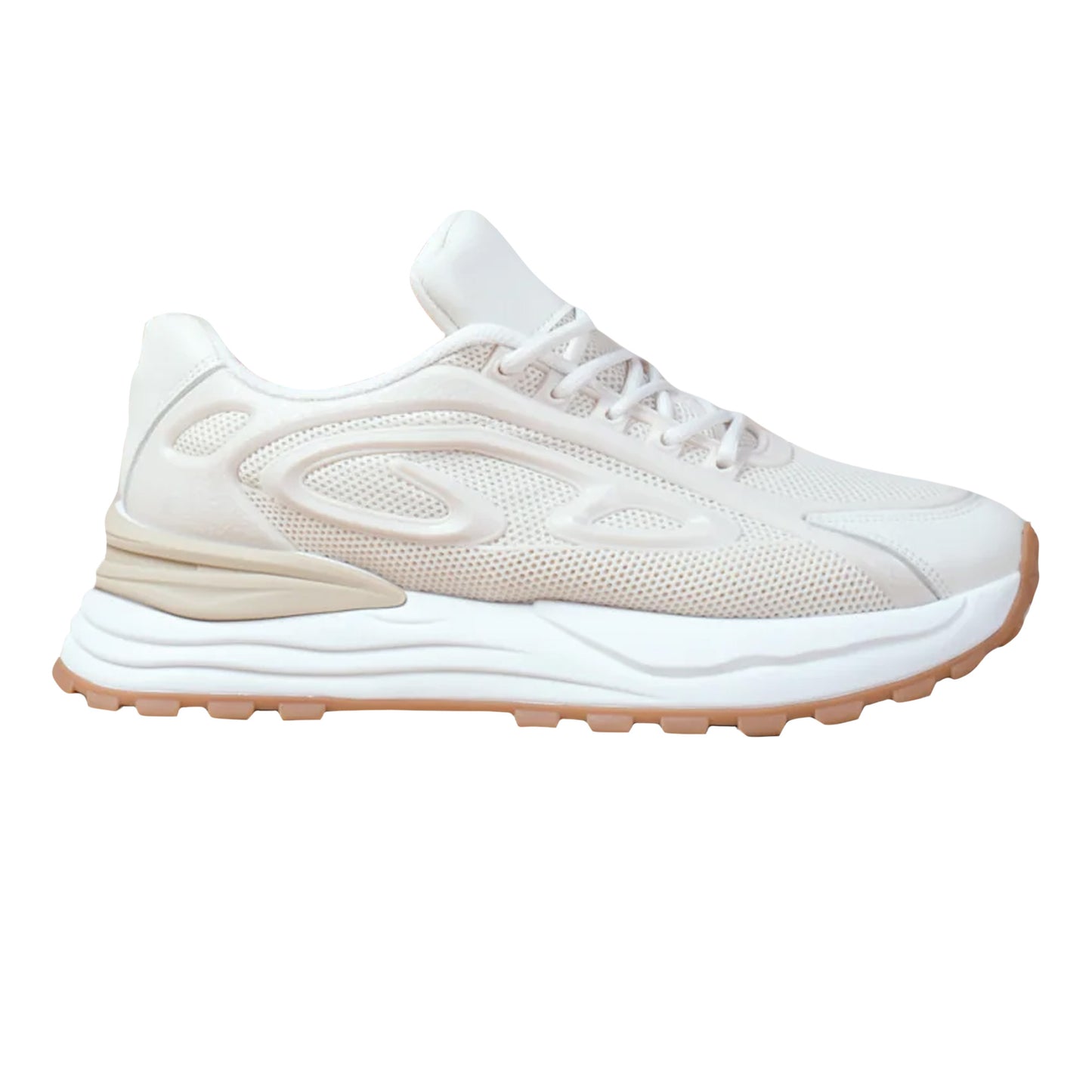 Beige - Front - Where´s That From Womens-Ladies Mars Lines Chunky Lace Up Trainers