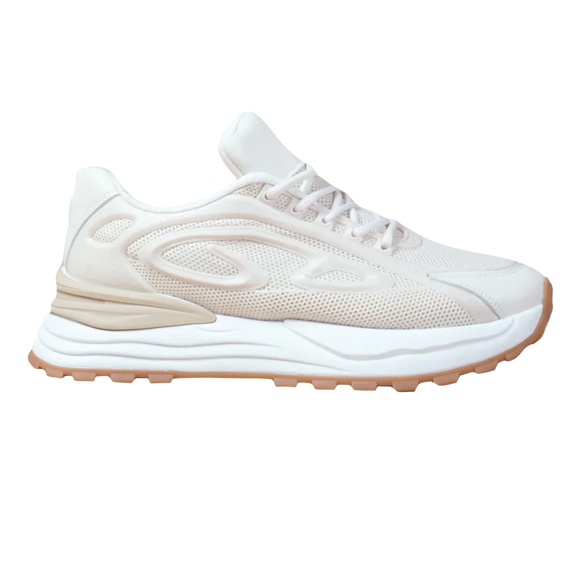 Beige - Front - Where´s That From Womens-Ladies Mars Lines Chunky Lace Up Trainers