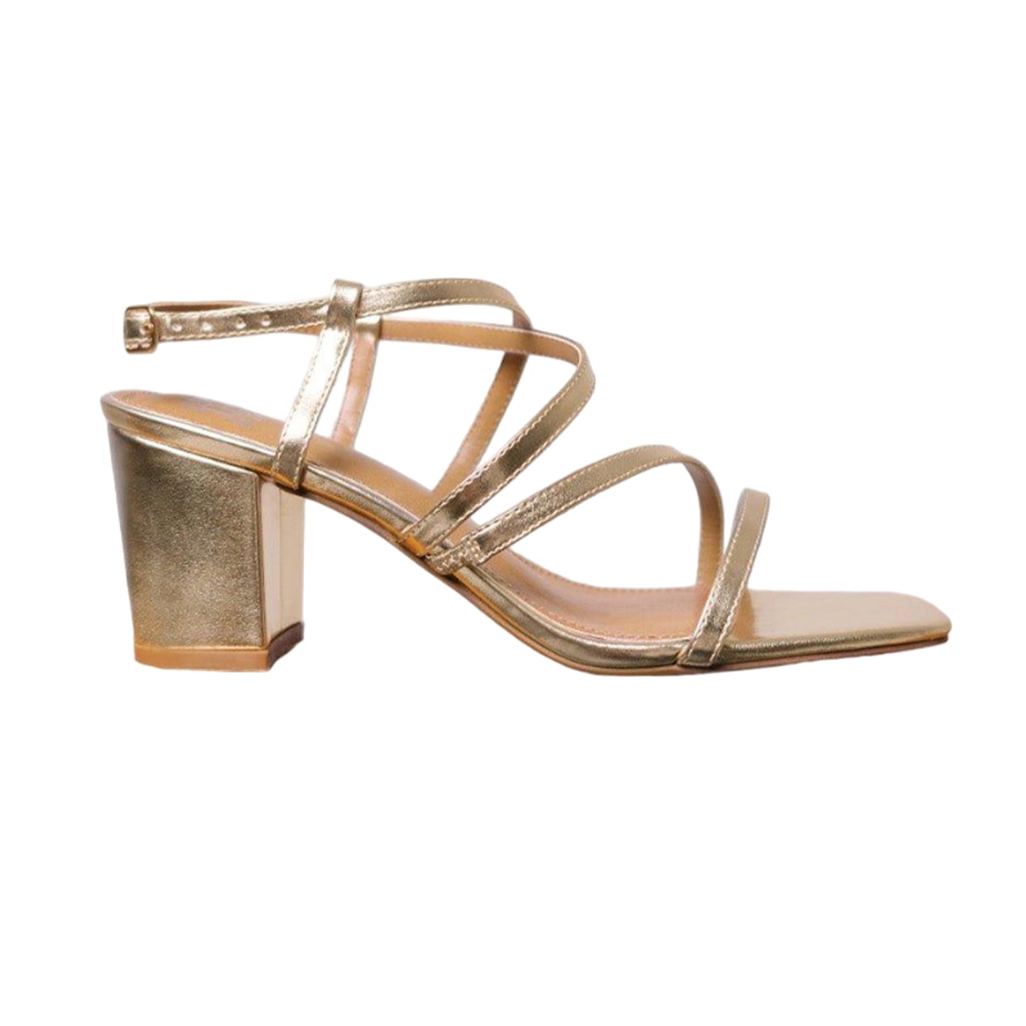 Gold - Front - Where´s That From Womens-Ladies Sidra Crossover Strap Mid High Block Sandals