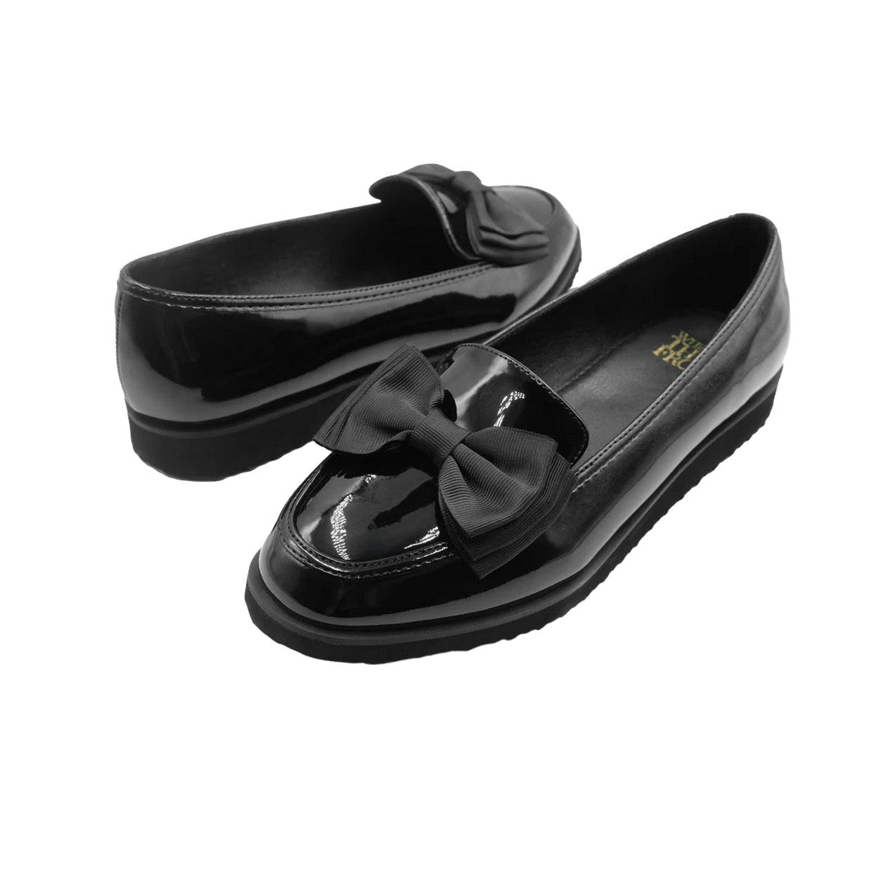 Black - Lifestyle - Where´s That From Womens-Ladies Alpha Bow Detail Extra Wide Loafers