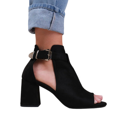 Black - Back - Where´s That From Womens-Ladies Lisa Open Toe Block Heel High Heels