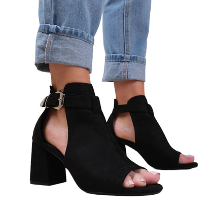 Black - Side - Where´s That From Womens-Ladies Lisa Open Toe Block Heel High Heels
